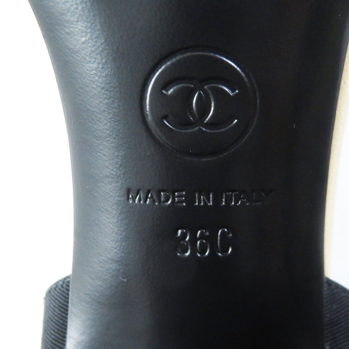 CHANEL Sandals G45093 leather Beige black 36