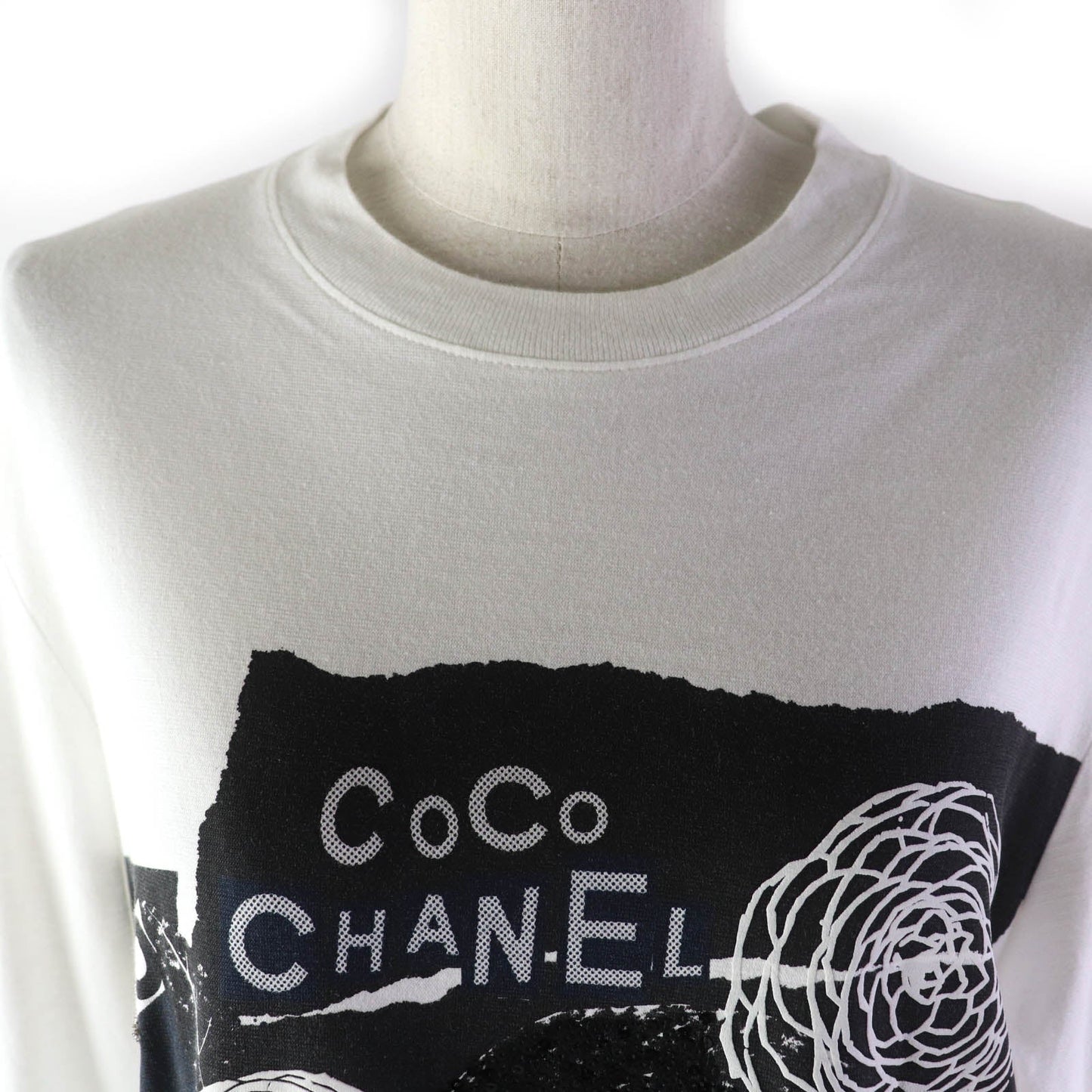 CHANEL Cut P63300 cotton White black S