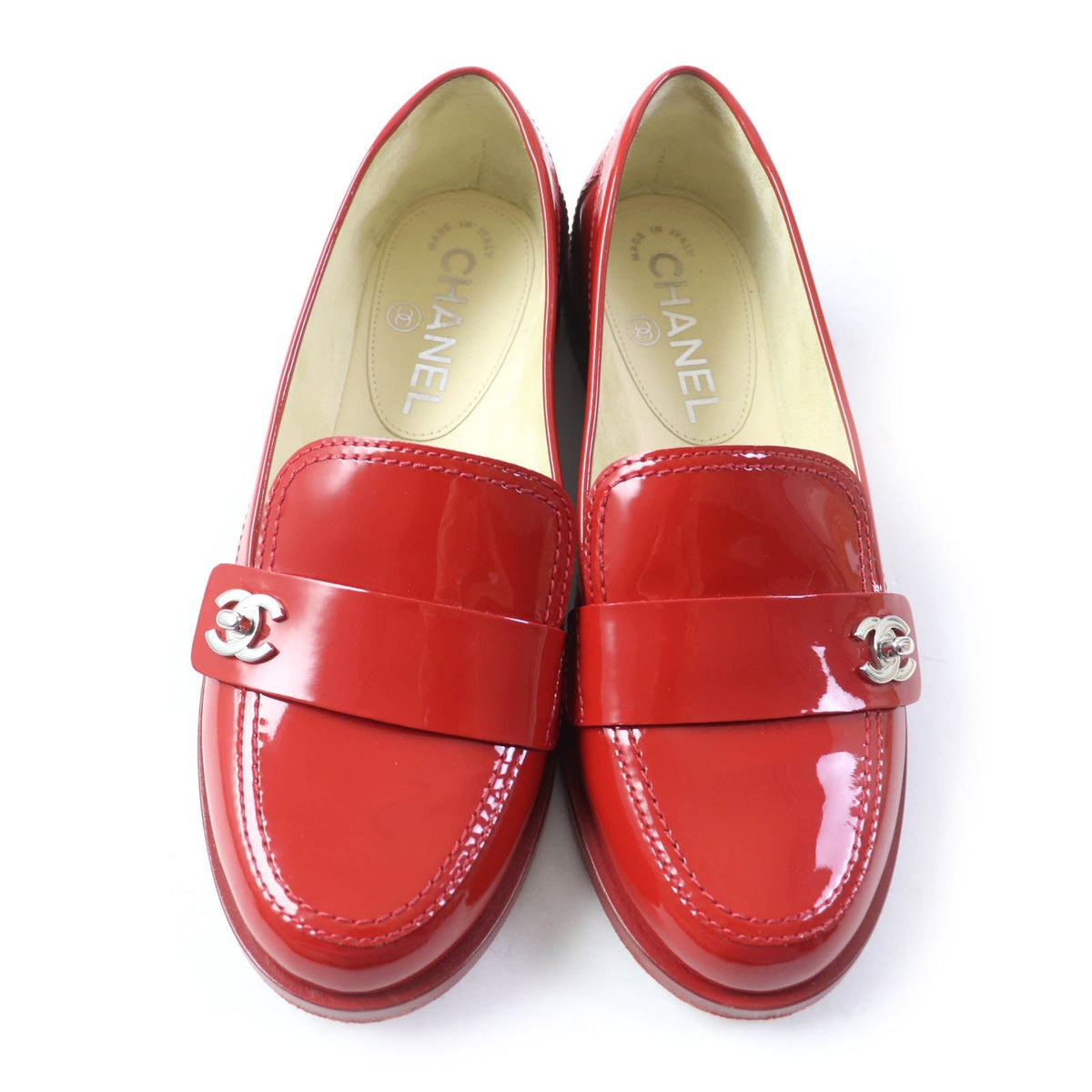 CHANEL loafers G30708 Patent leather Red 35 1/2C