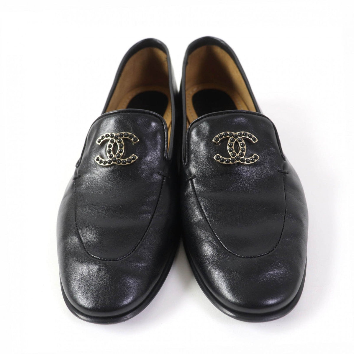 CHANEL loafers 23A G45008 leather black 38 1/2 C