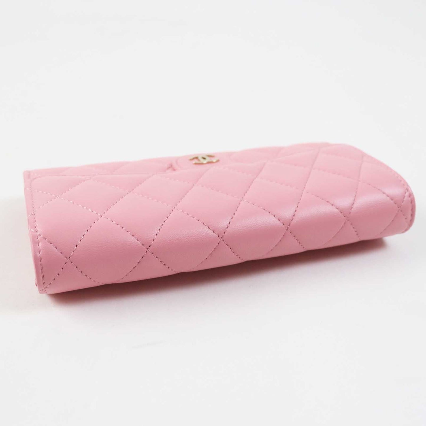 CHANEL Long Wallet Purse C3487T33 AP0241 lambskin pink Matrasse Classic long flap wallet