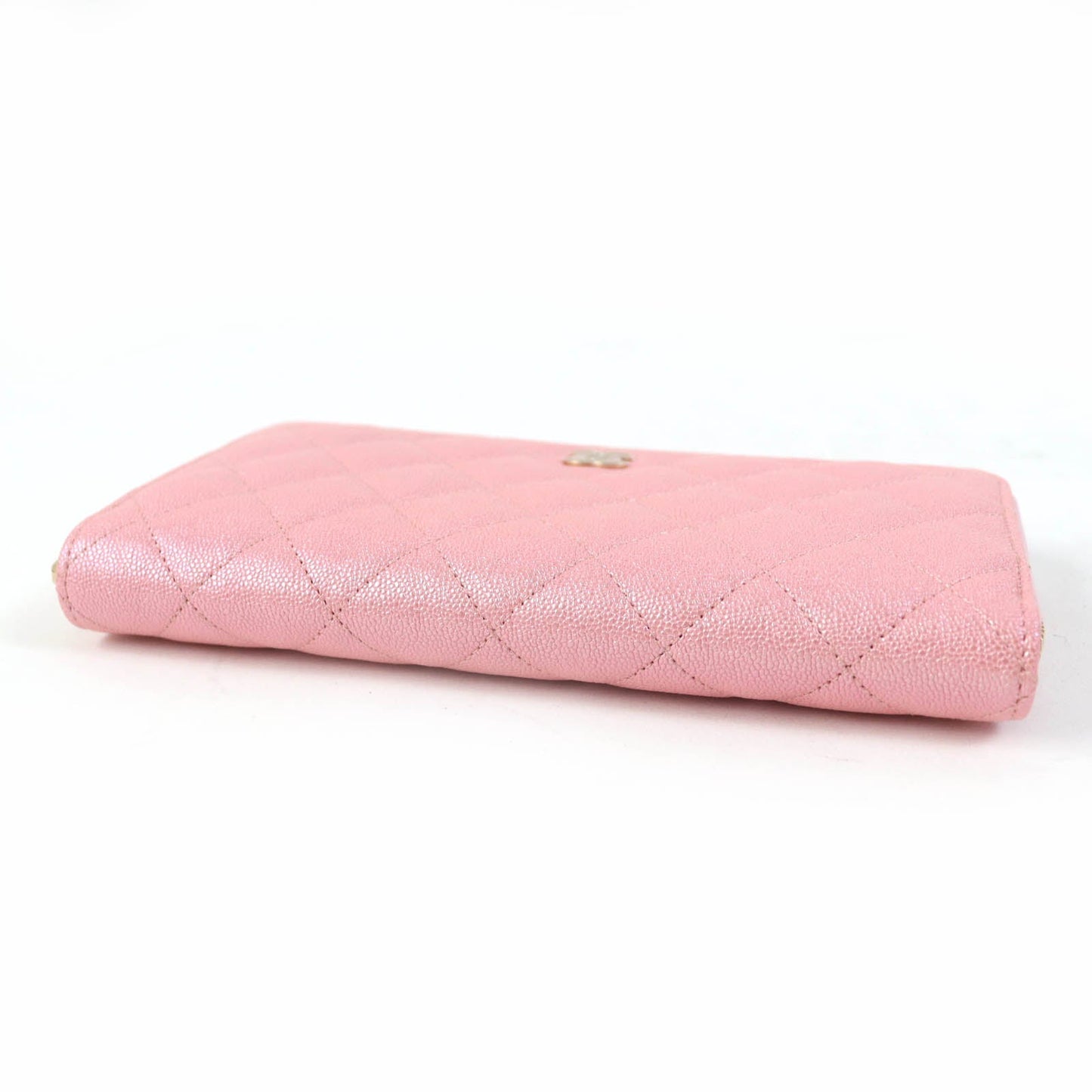 CHANEL Long Wallet Purse AP0242 Caviar skin Metallic pink Classic Long Zip Wallet