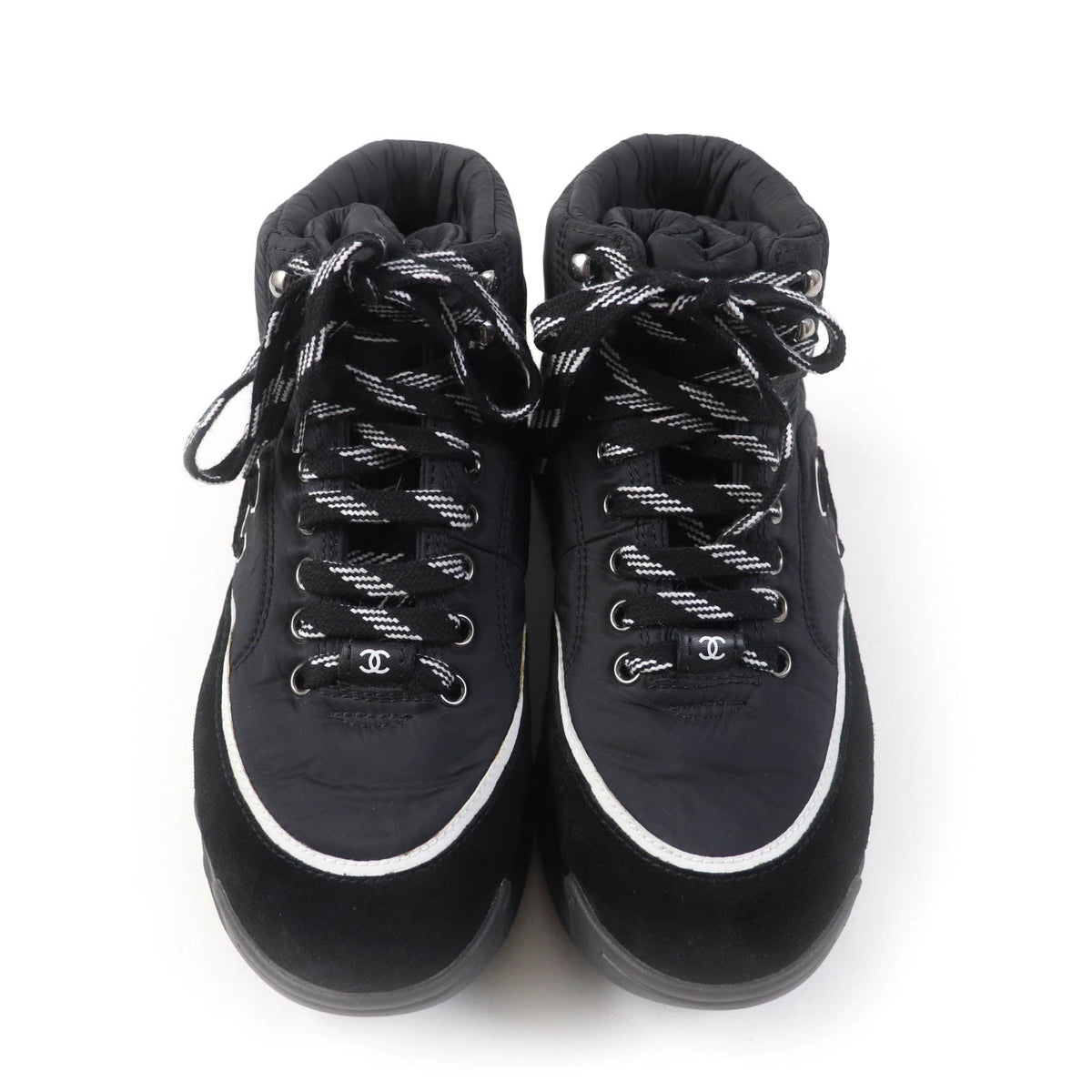 CHANEL High cut sneakers G35205 Nylon suede black 37