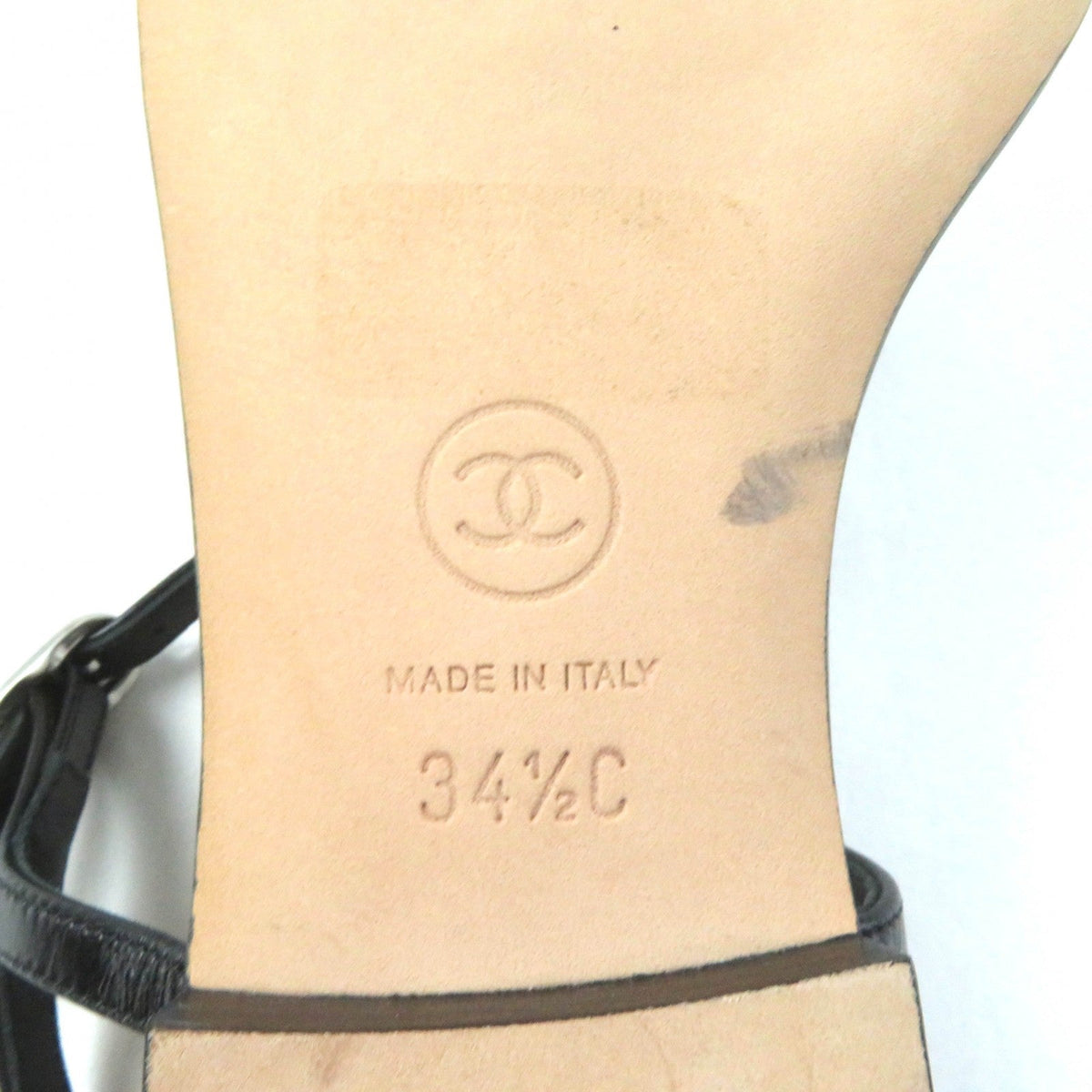 CHANEL Sandals G24355 leather black 34.5