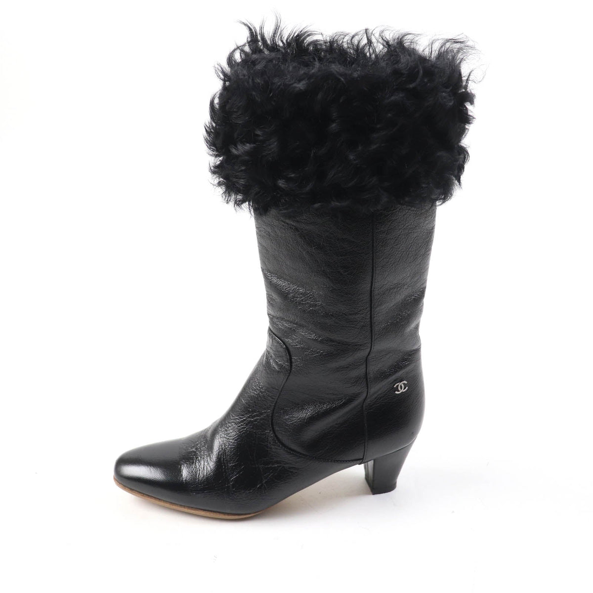 CHANEL Knee-high boots G26633 leather black 36
