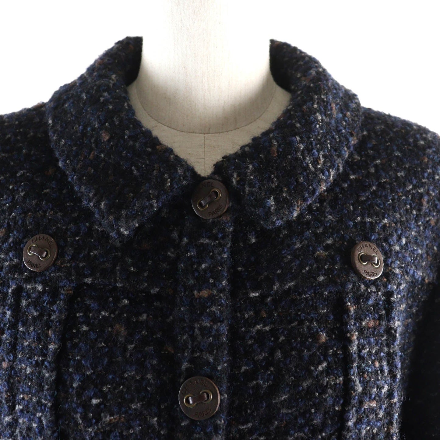CHANEL coat 02A P19979 wool Navy type 46