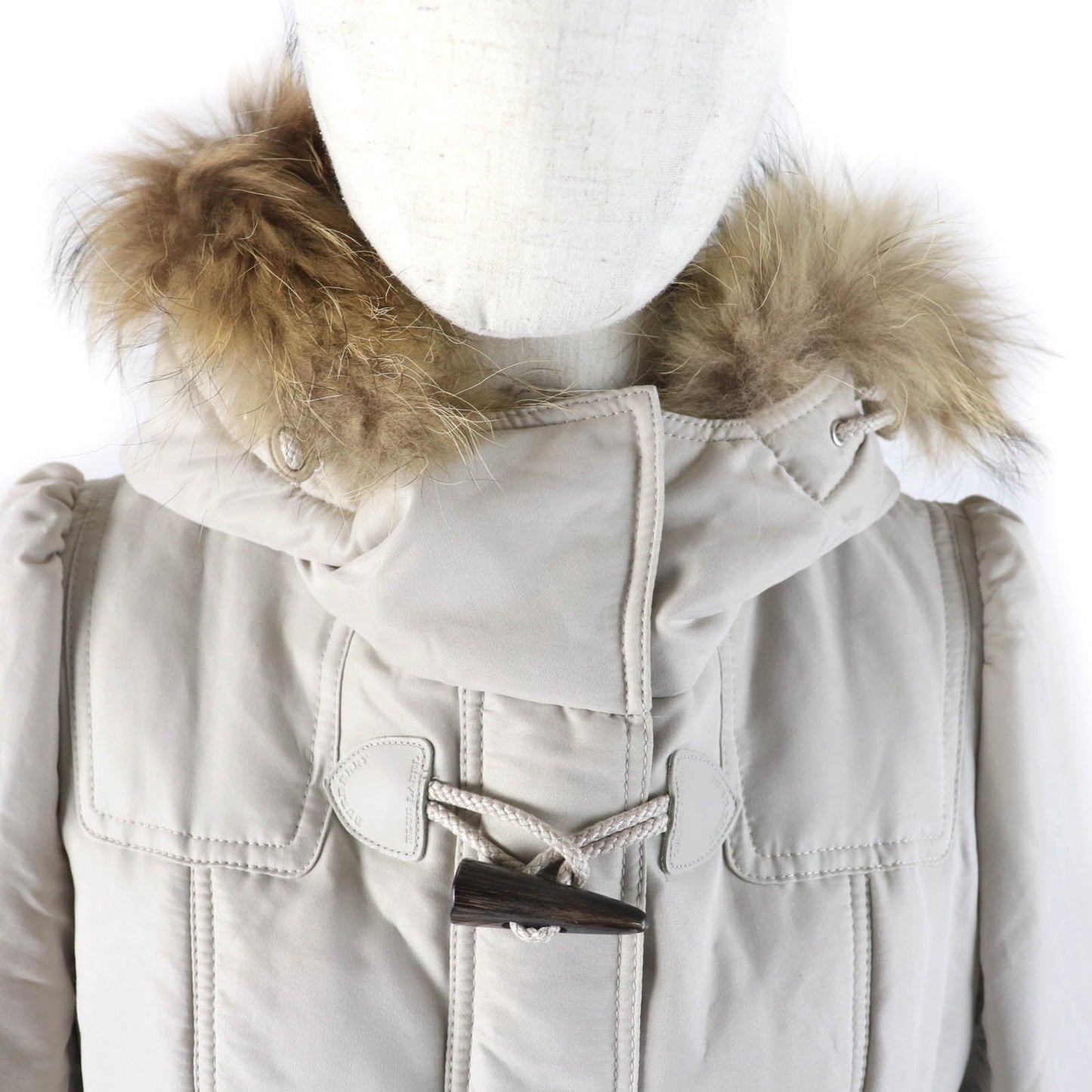 Burberry Fur Hood Long Coat Beige Women