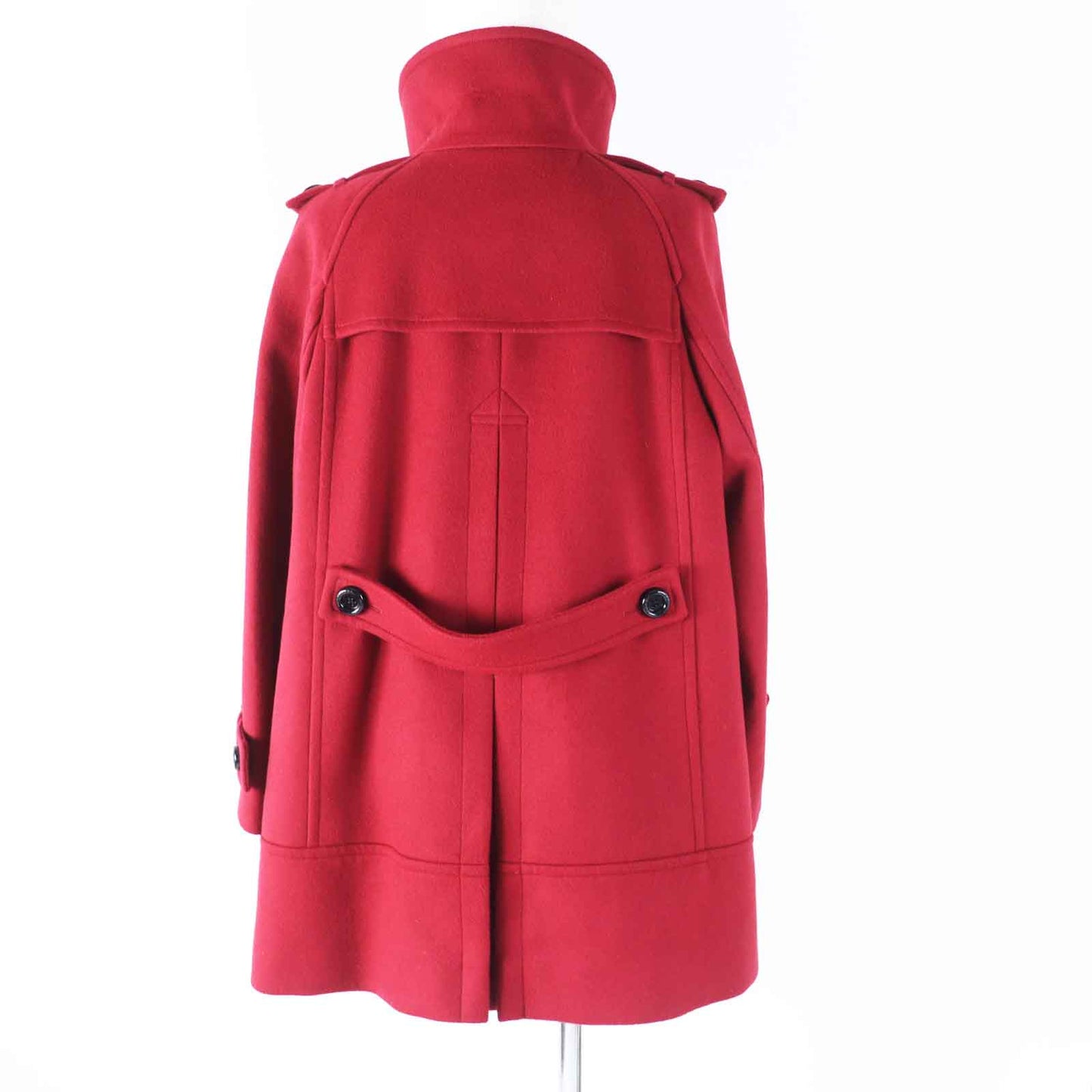 Burberry Wool Nylon Stand Collar Pea Coat Red
