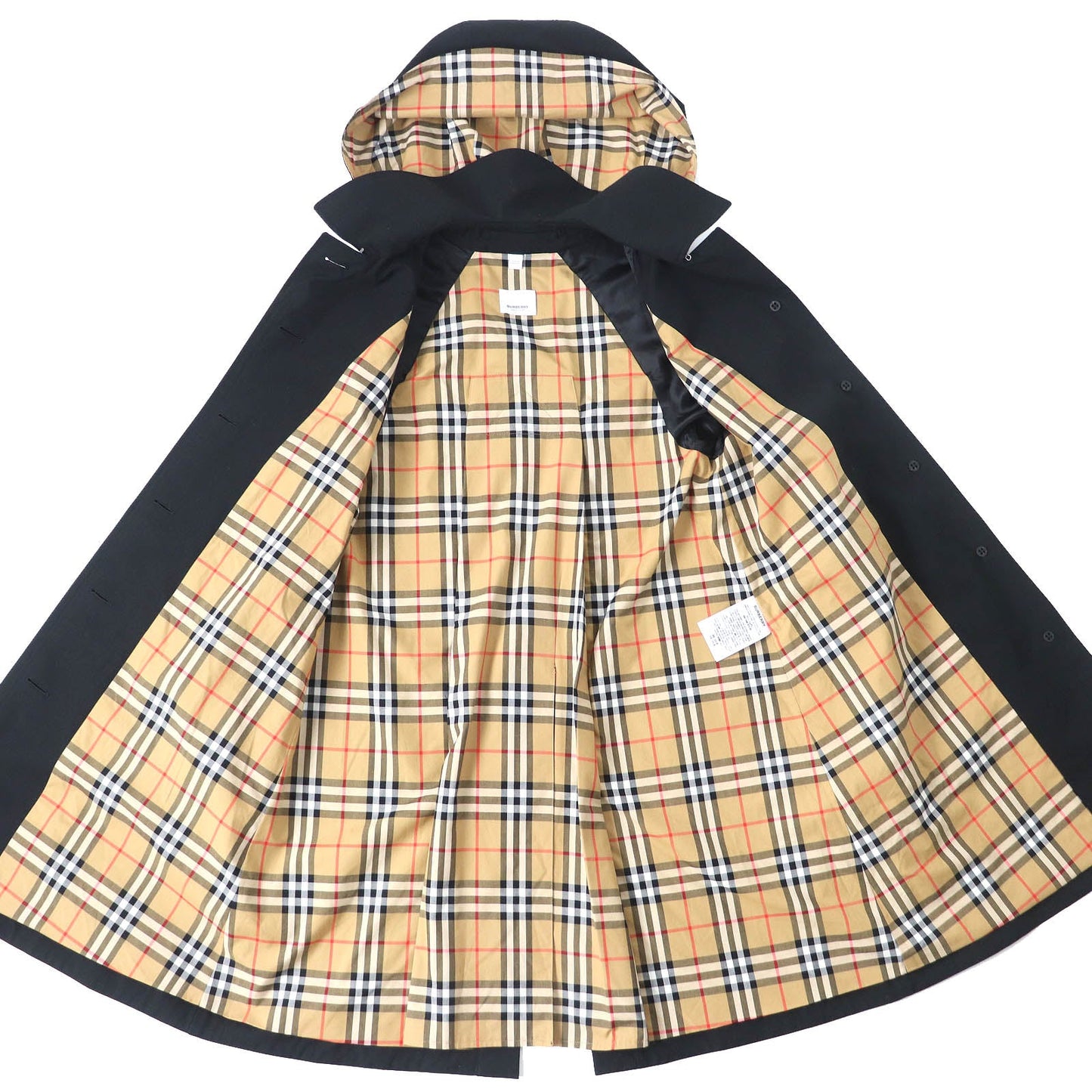 Burberry Cotton Hooded A-Line Coat Black 38