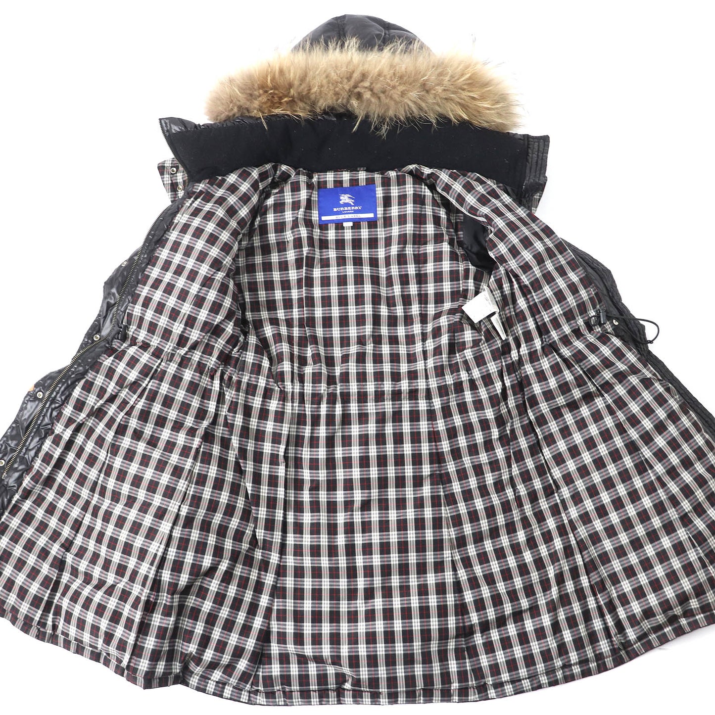 Burberry Nylon Checkered Hooded Down Coat