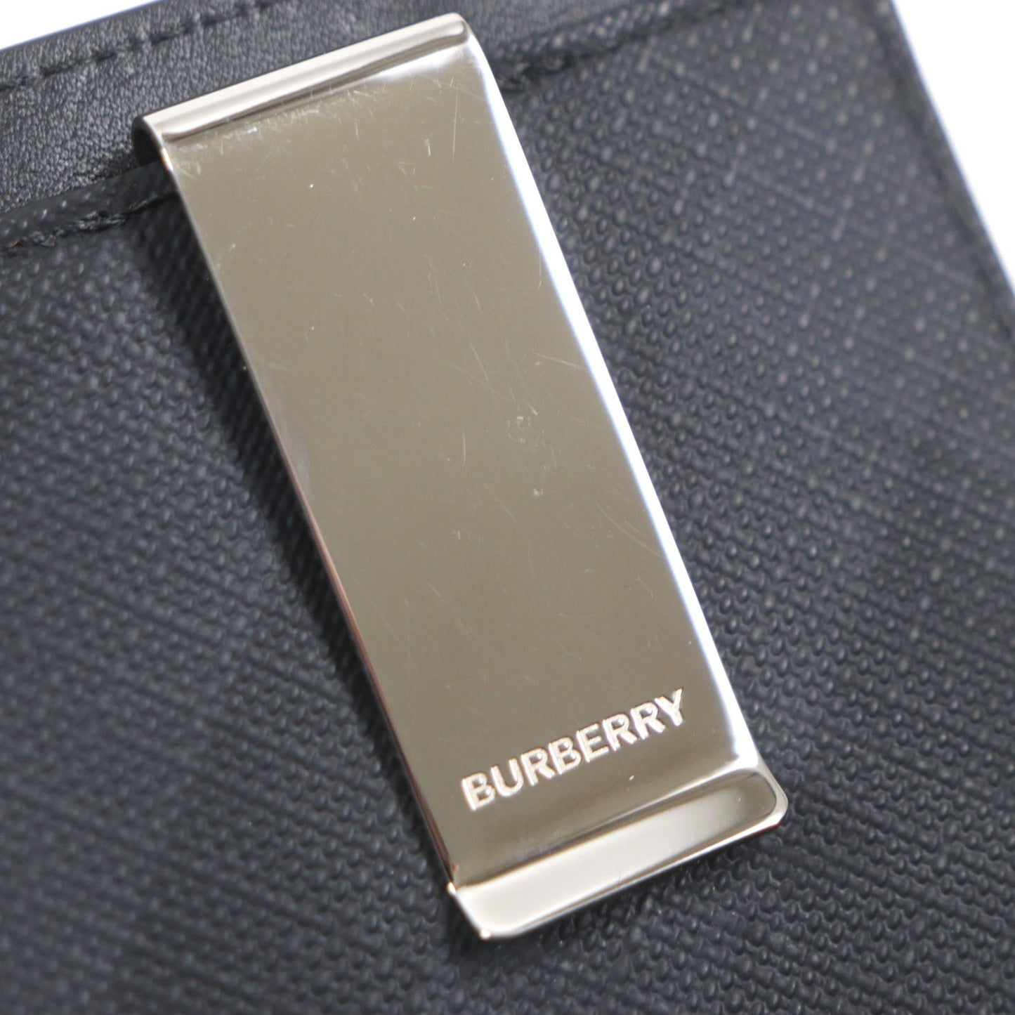 Burberry Check Pattern Leather PVC Card Case