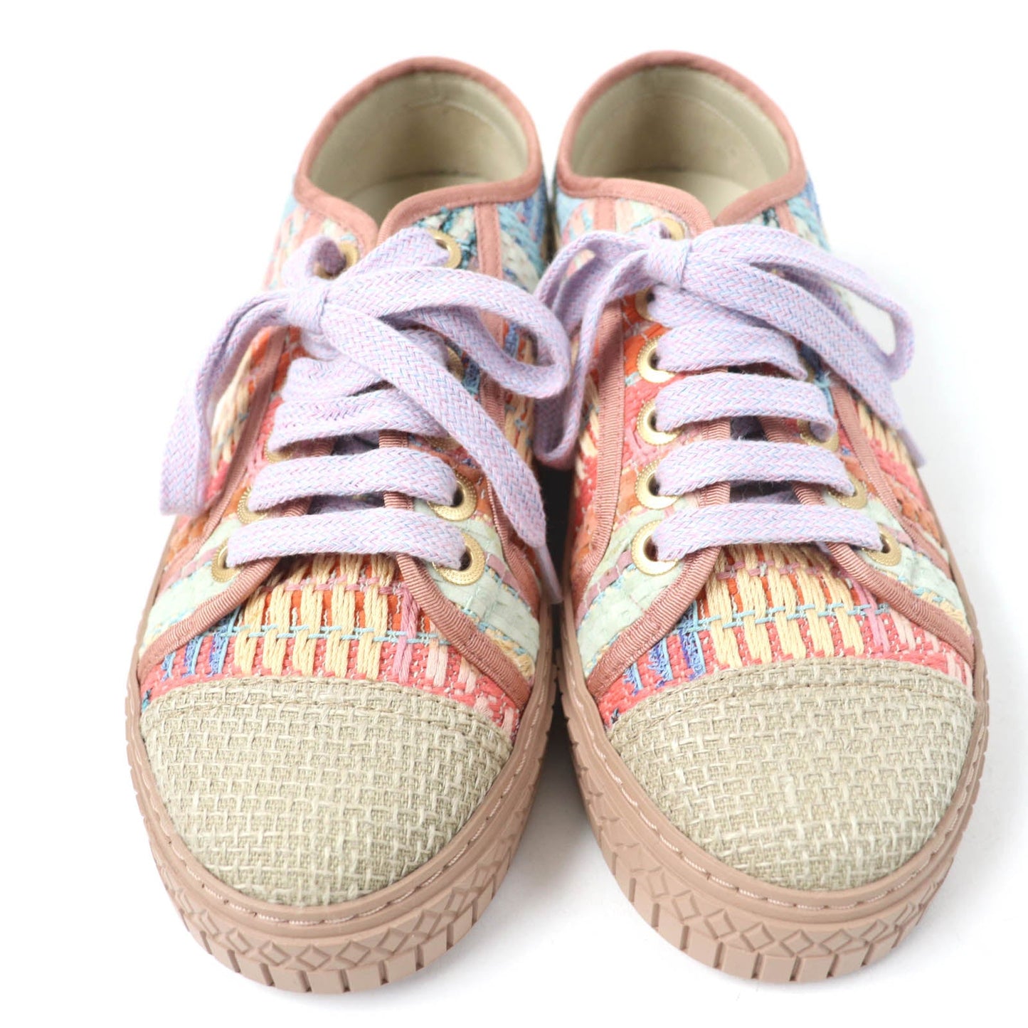 Chanel COCO Mark Tweed Leather Sneakers