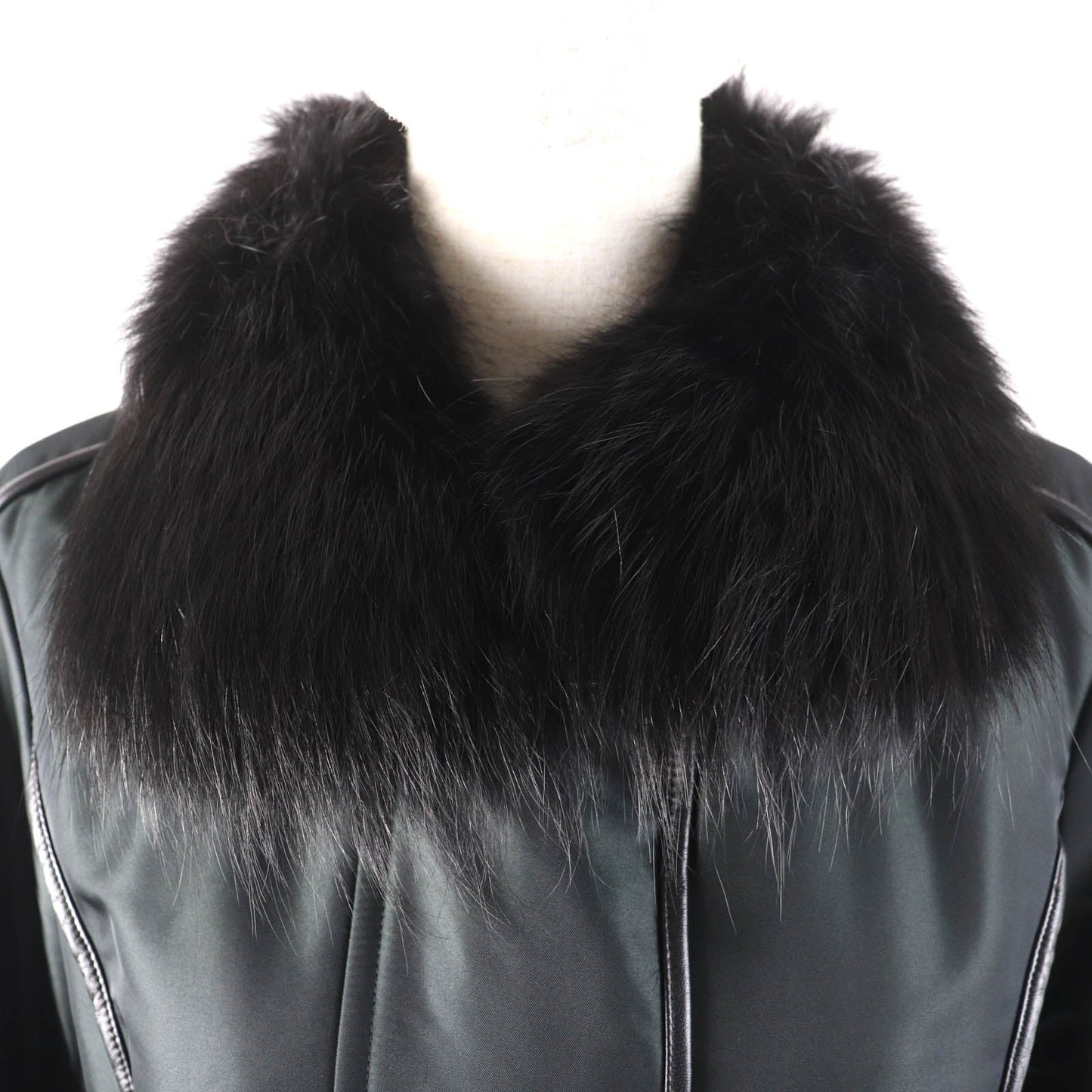 Burberry London Sheep Leather Fox Fur Lamb Leather Piping Belted Coat