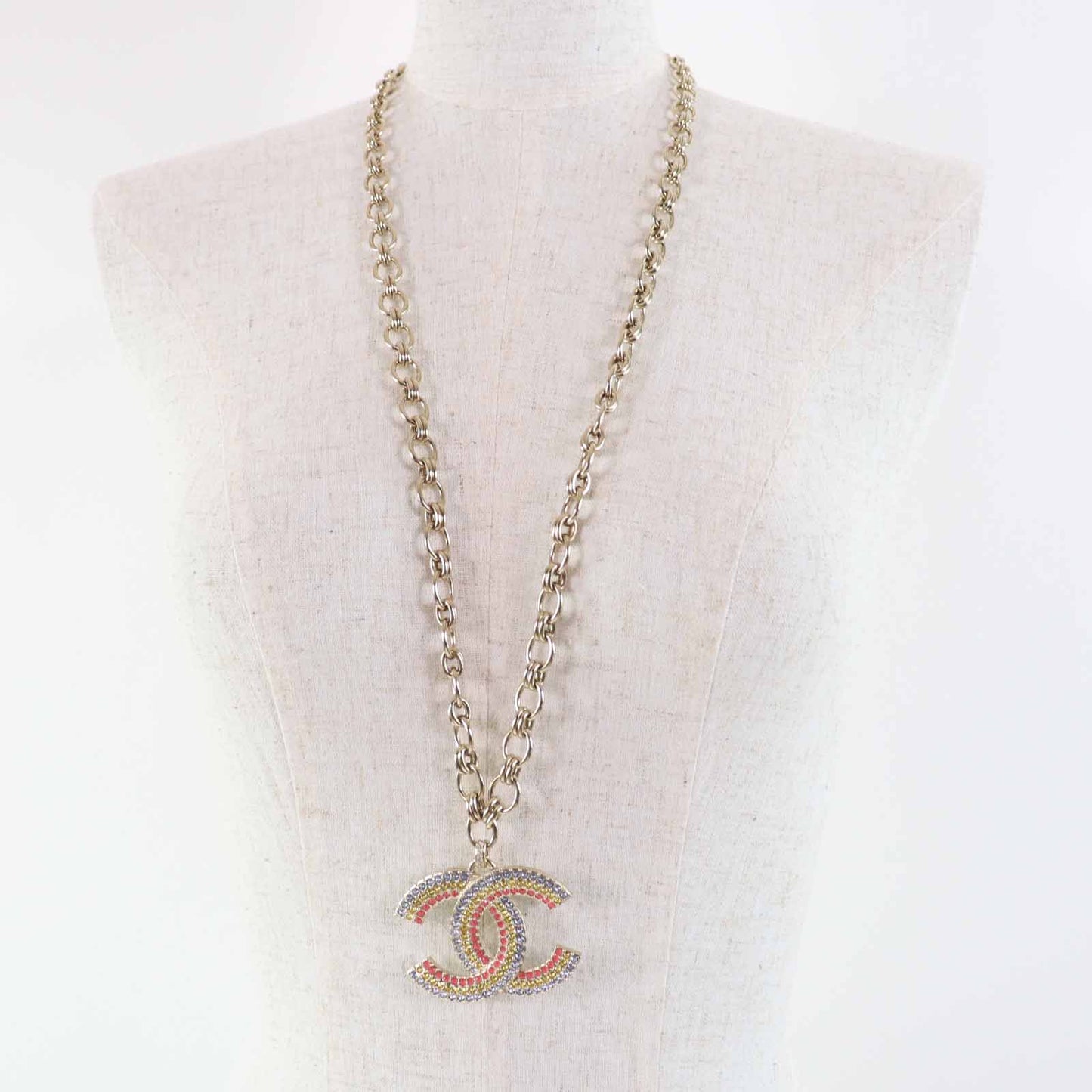 Chanel COCO Mark Rainbow Rhinestone Necklace