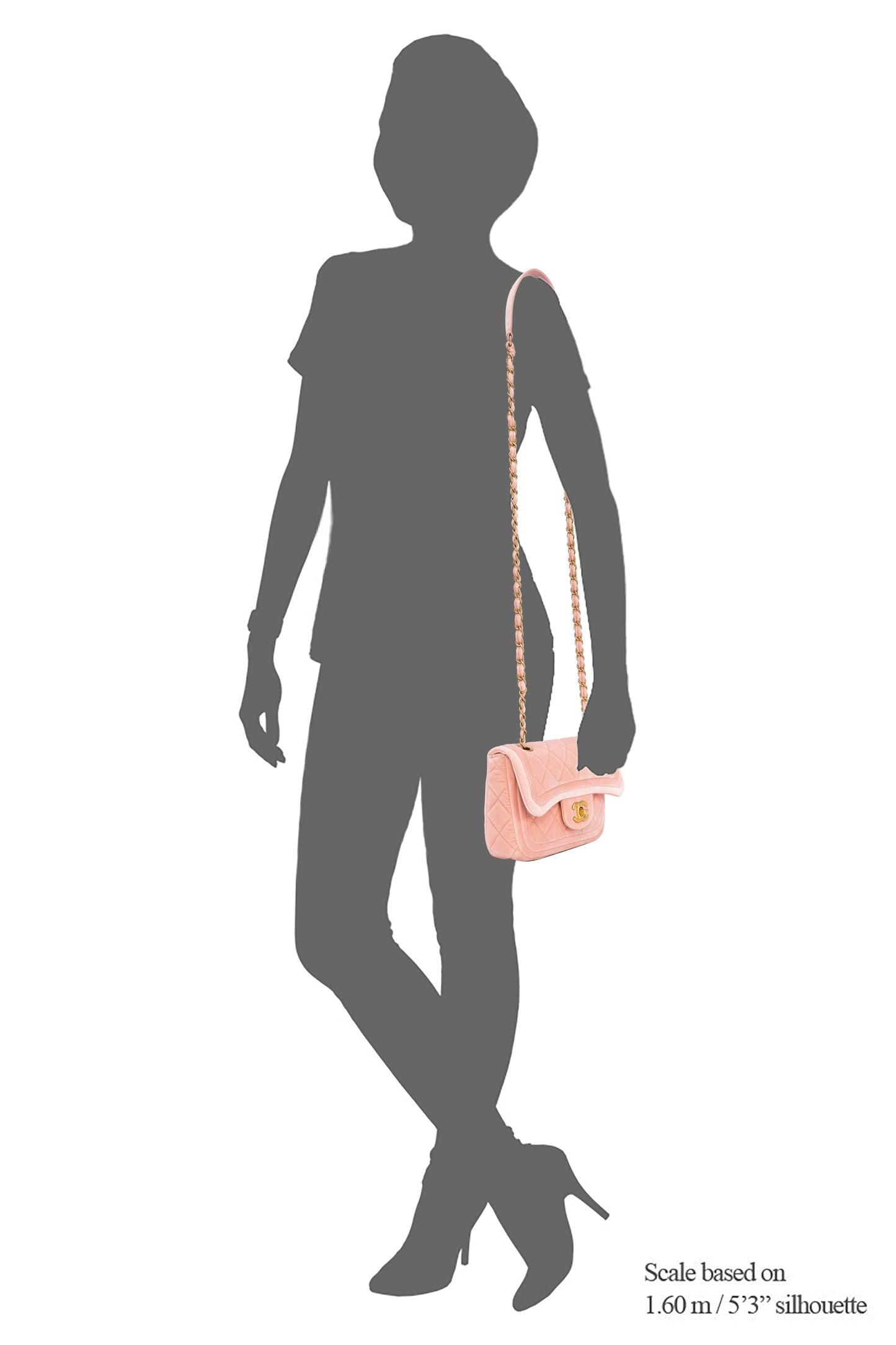 Seasonal CC Mini Pink Shoulder Bag in Velvet, Gold hardware