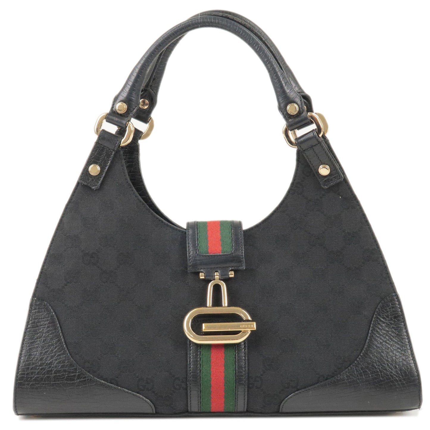 GUCCI Sherry GG Canvas Leather Shoulder Bag Black 130995