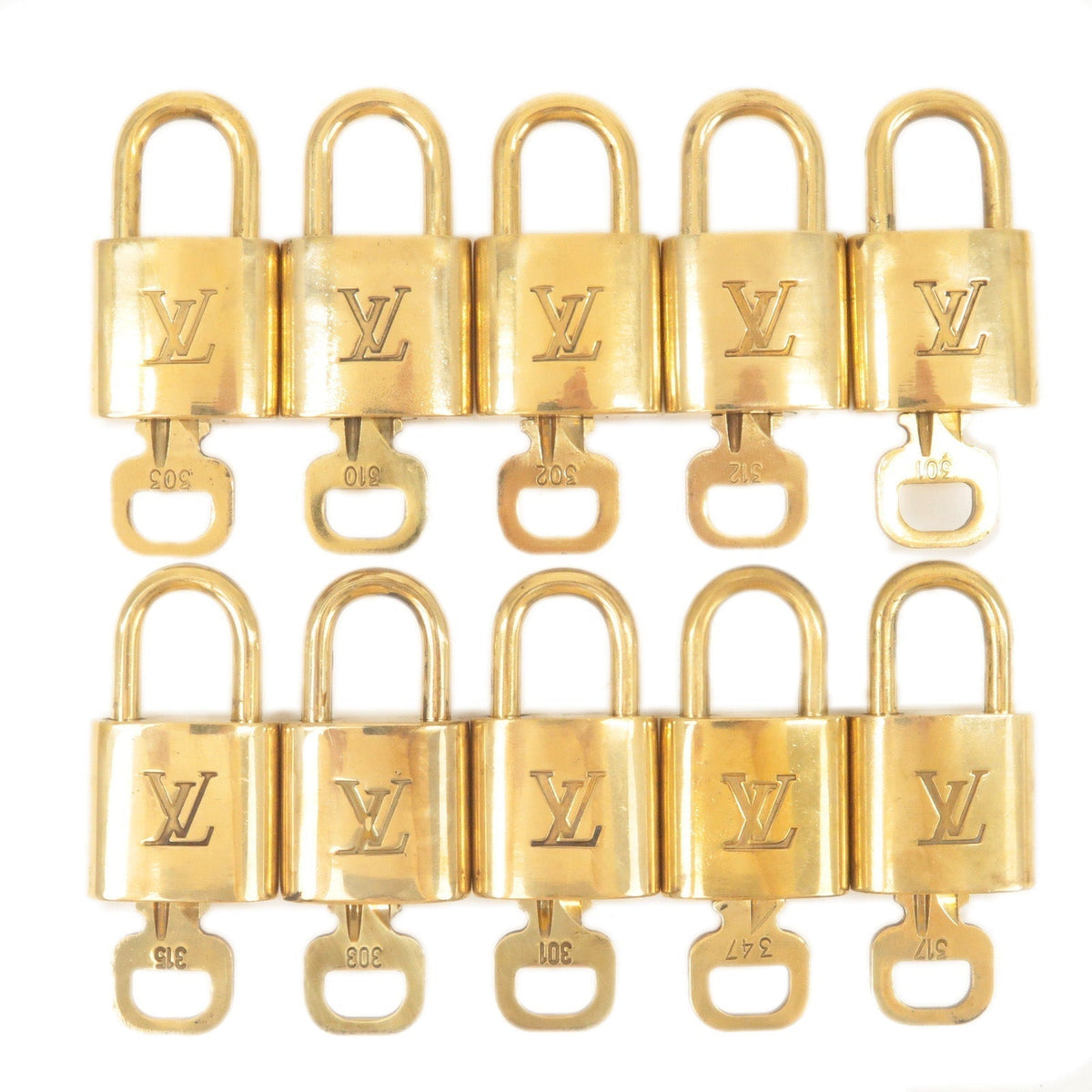 Louis Vuitton Set of 10 Lock & Key Cadena Key Lock Gold