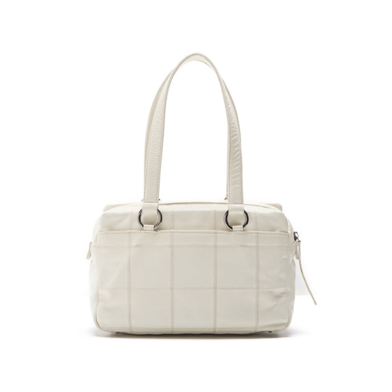 CHANEL Chocolate Bar Mini Boston Bag Handbag Caviar S White (Silver G) Handbag Ladies Handbag Ladies Online