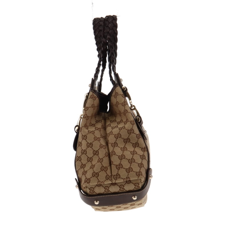 Gucci Pelham Hobo GG Canvas With Brown Leather Trim