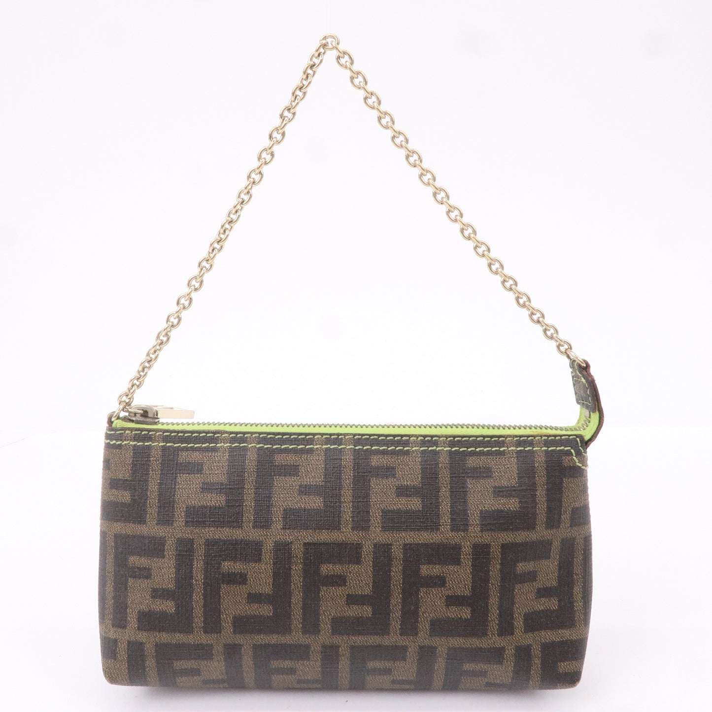 FENDI Zucca Print PVC Accessory Pouch Bag Khaki Green 8BR592