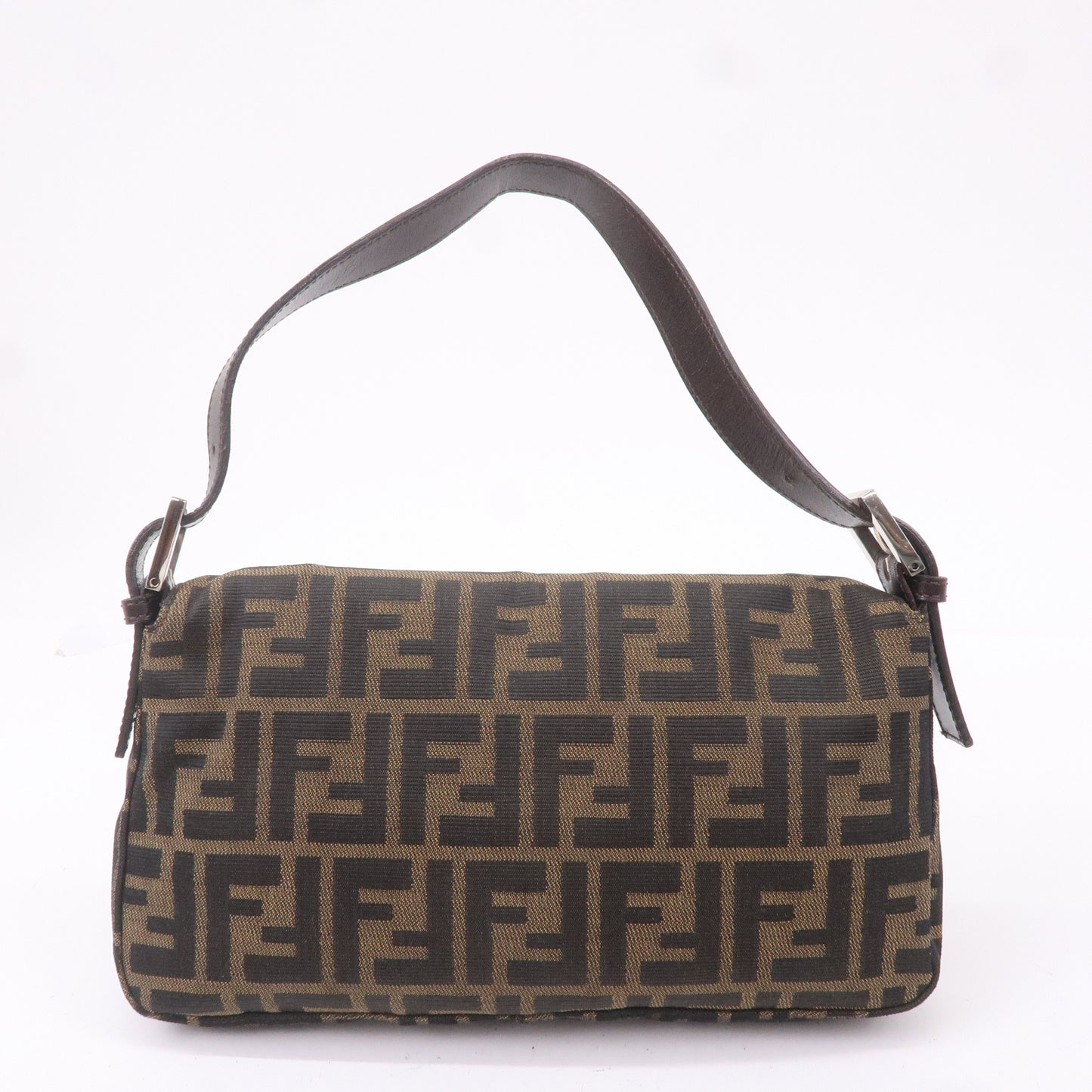 FENDI Zucca Mamma Baguette Canvas Leather Shoulder Bag 29424