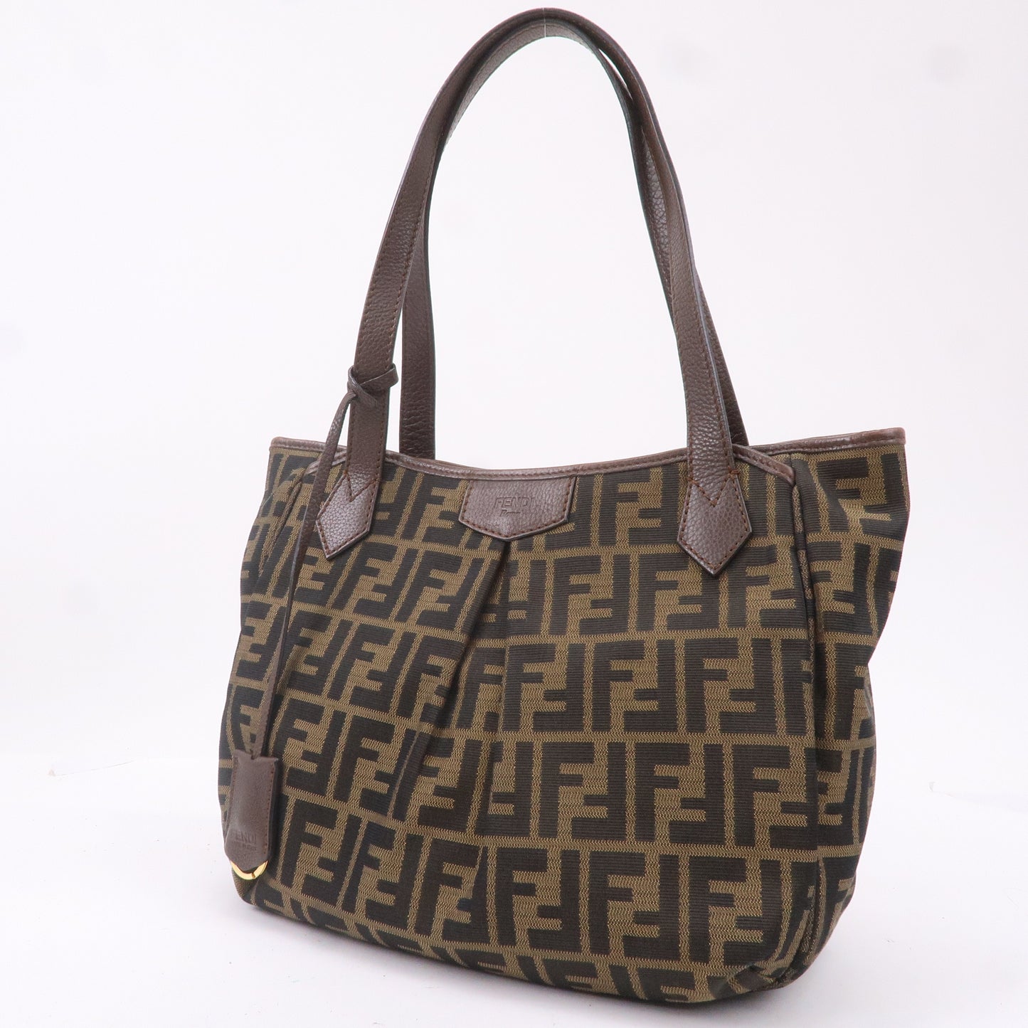 FENDI Zucca Canvas Leather Tote Bag Shoulder Bag 8BH268