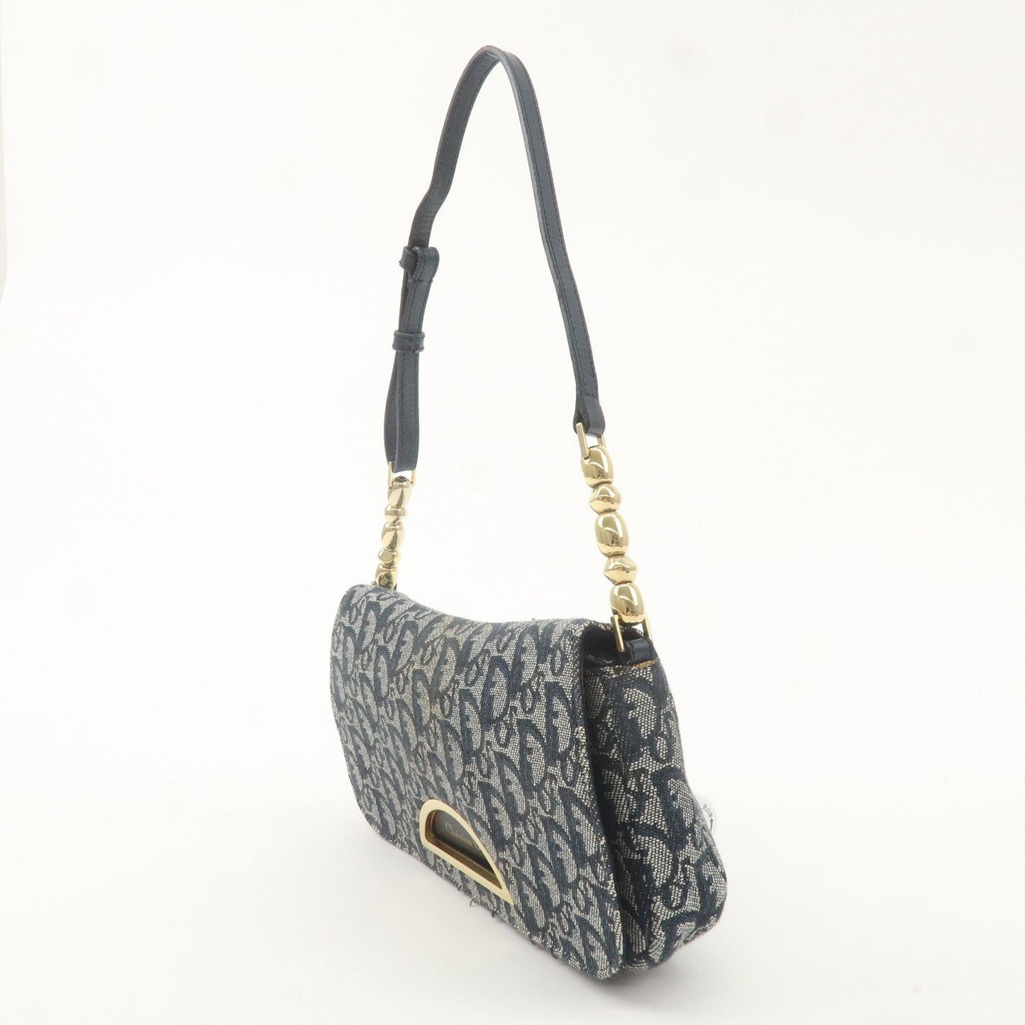 Christian Dior Trotter Maris Pearl Canvas Leather Bag Navy