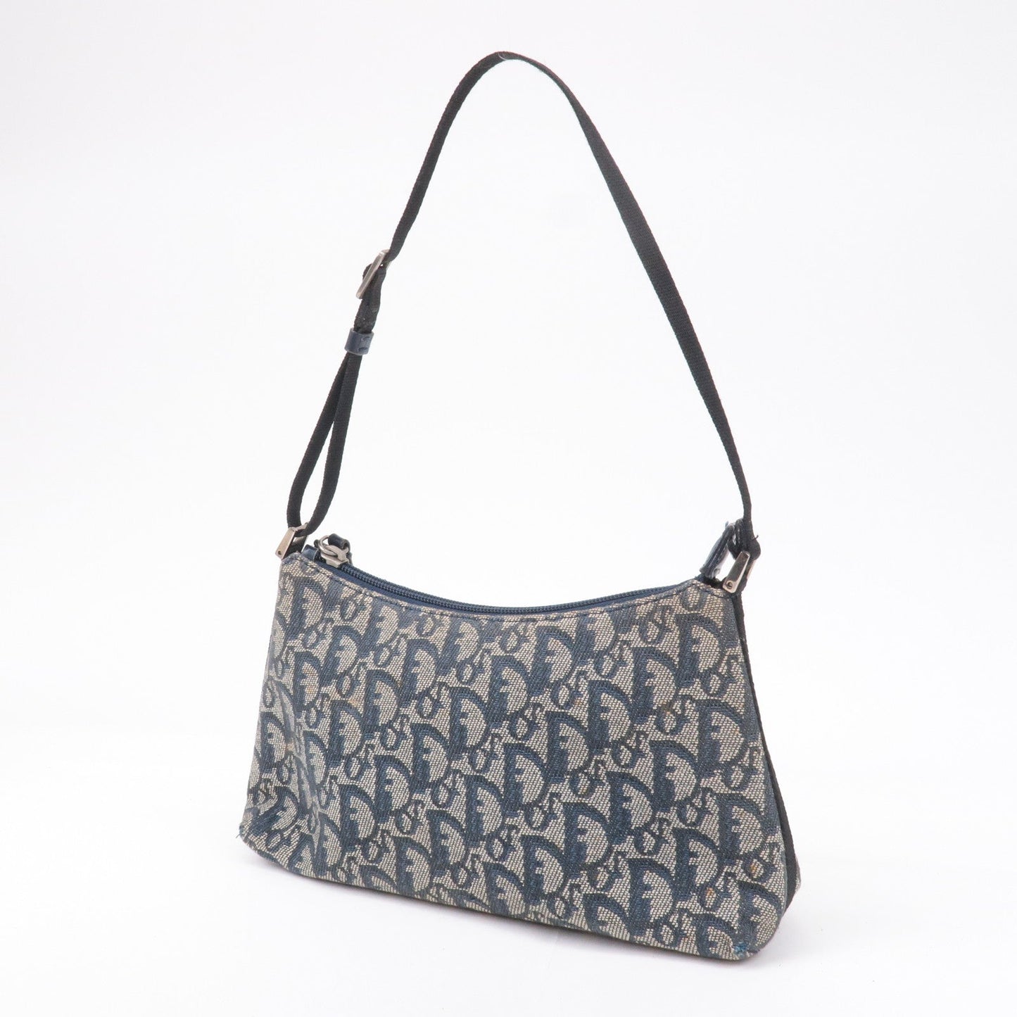 Christian Dior Trotter Canvas Leather Shoulder Bag Navy