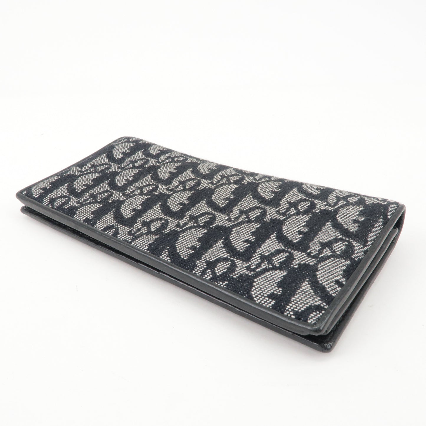 Christian Dior Trotter Canvas Leather Long Wallet Black