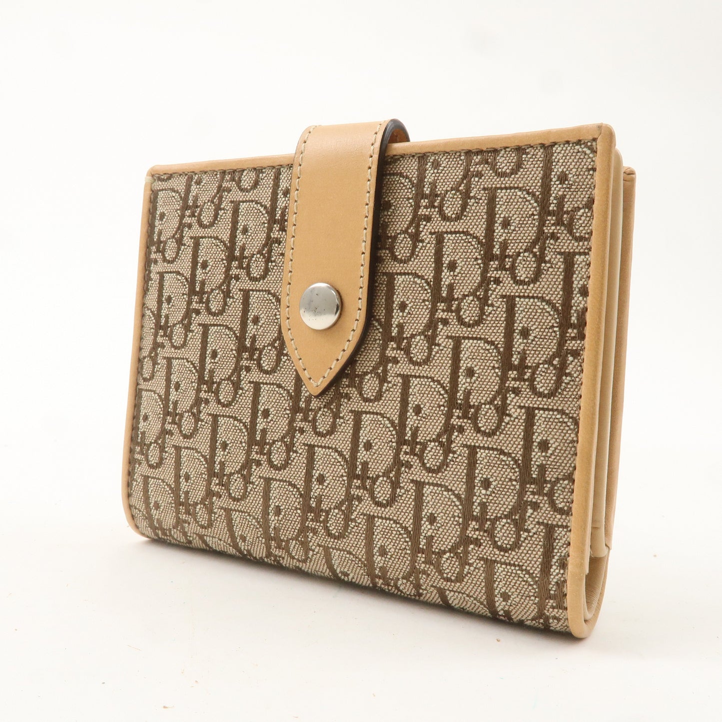 Christian Dior Trotter Canvas Leather Bi-fold Wallet Beige