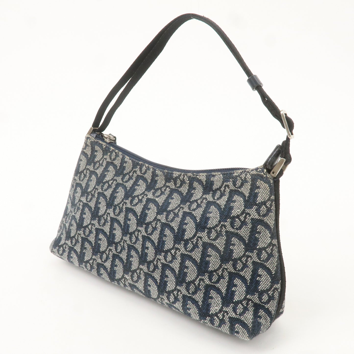 Christian Dior Trotter Canvas Leather Shoulder Bag Navy