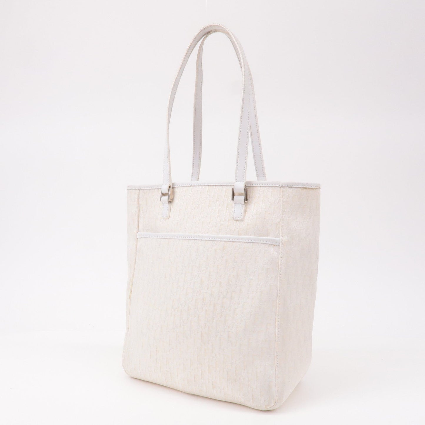Christian Dior Trotter Canvas Leather Tote Bag White