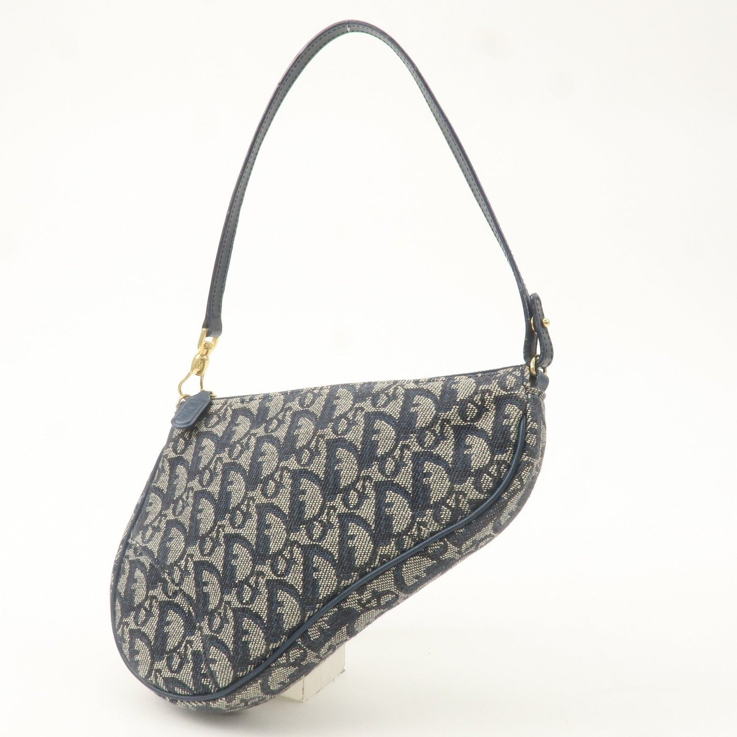 Christian Dior Trotter Canvas Leather Saddle Pouch Navy