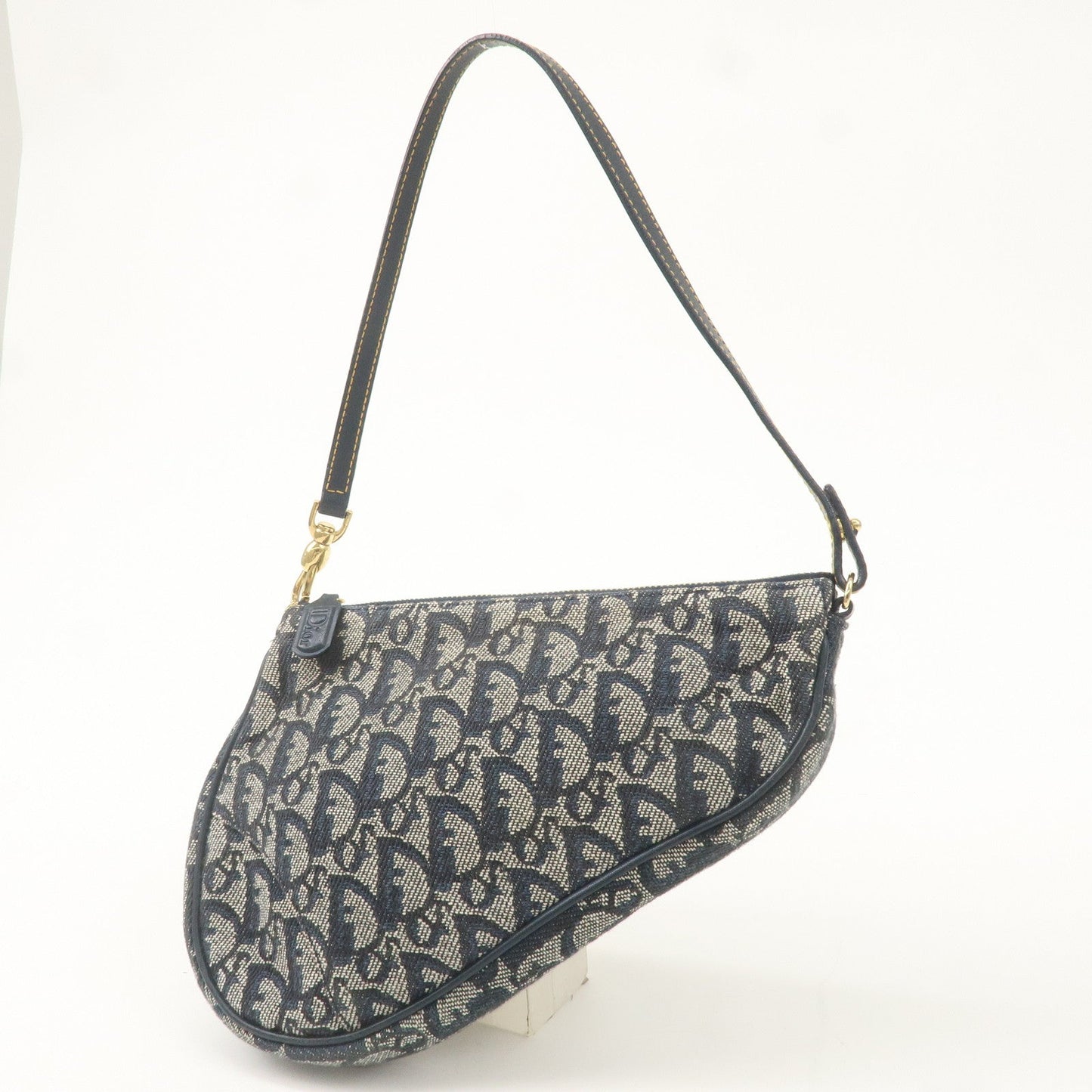 Christian Dior Trotter Canvas Leather Saddle Pouch Navy