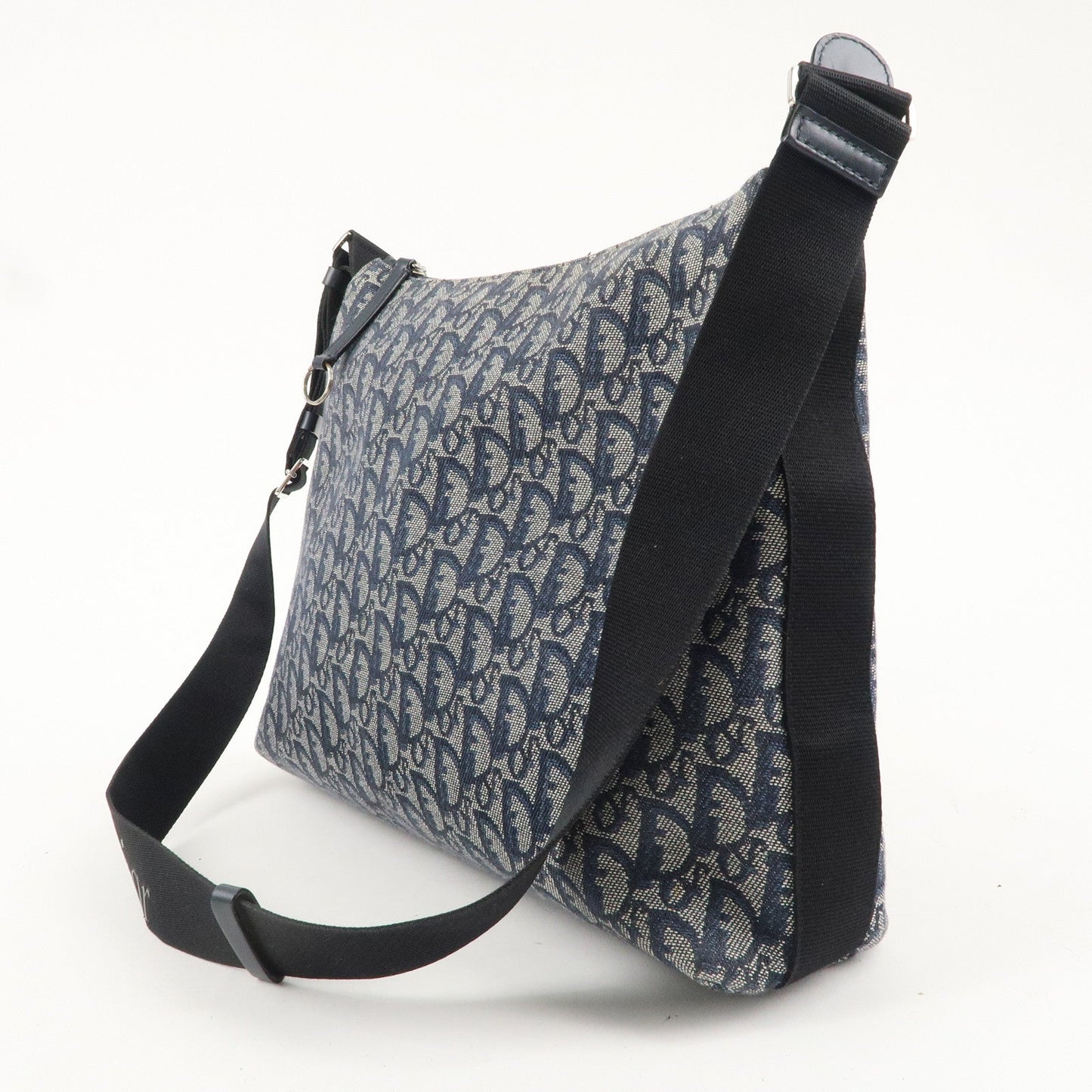 Christian Dior Trotter Canvas Leather Shoulder Bag Navy