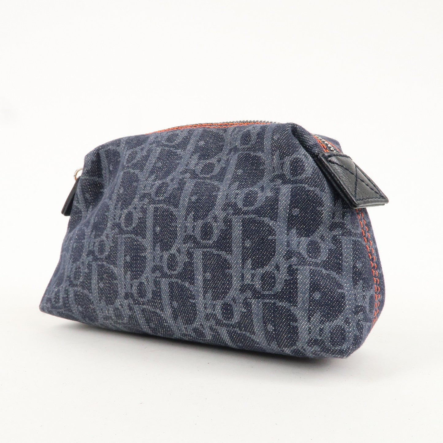 Christian Dior Flight Line Trotter Denim Leather Pouch Navy