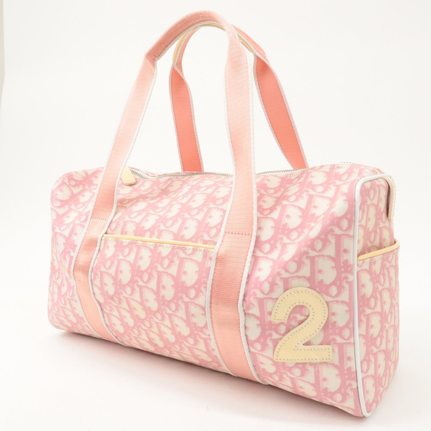 Christian Dior Trotter PVC Enamel Boston Bag Hand Bag Pink