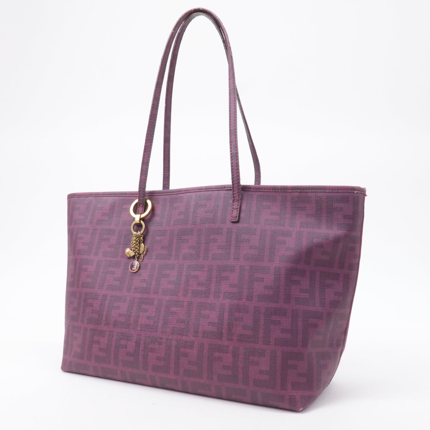 FENDI Zucca Logo Print PVC Leather Tote Bag Purple 8BH198