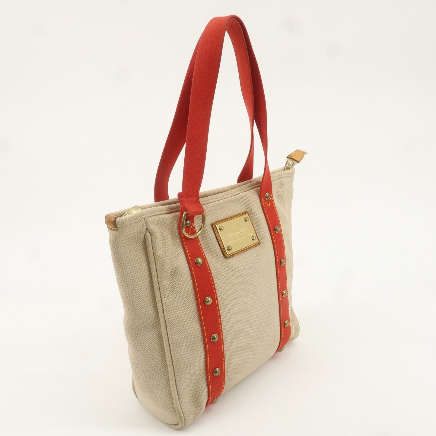 Louis Vuitton Antigua Cabas MM Tote Bag Hand Bag Red M40035