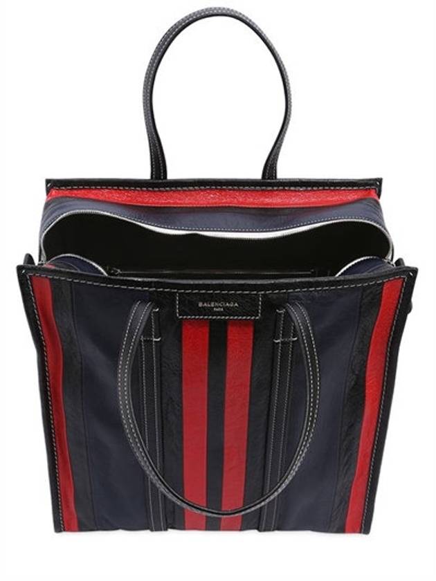Luxury Balenciaga Bazar Striped Medium Tote Bag Red Navy