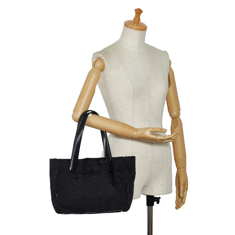Chanel New Label Line PM houlder Bag Black Nylon Leather Canvas Chanel