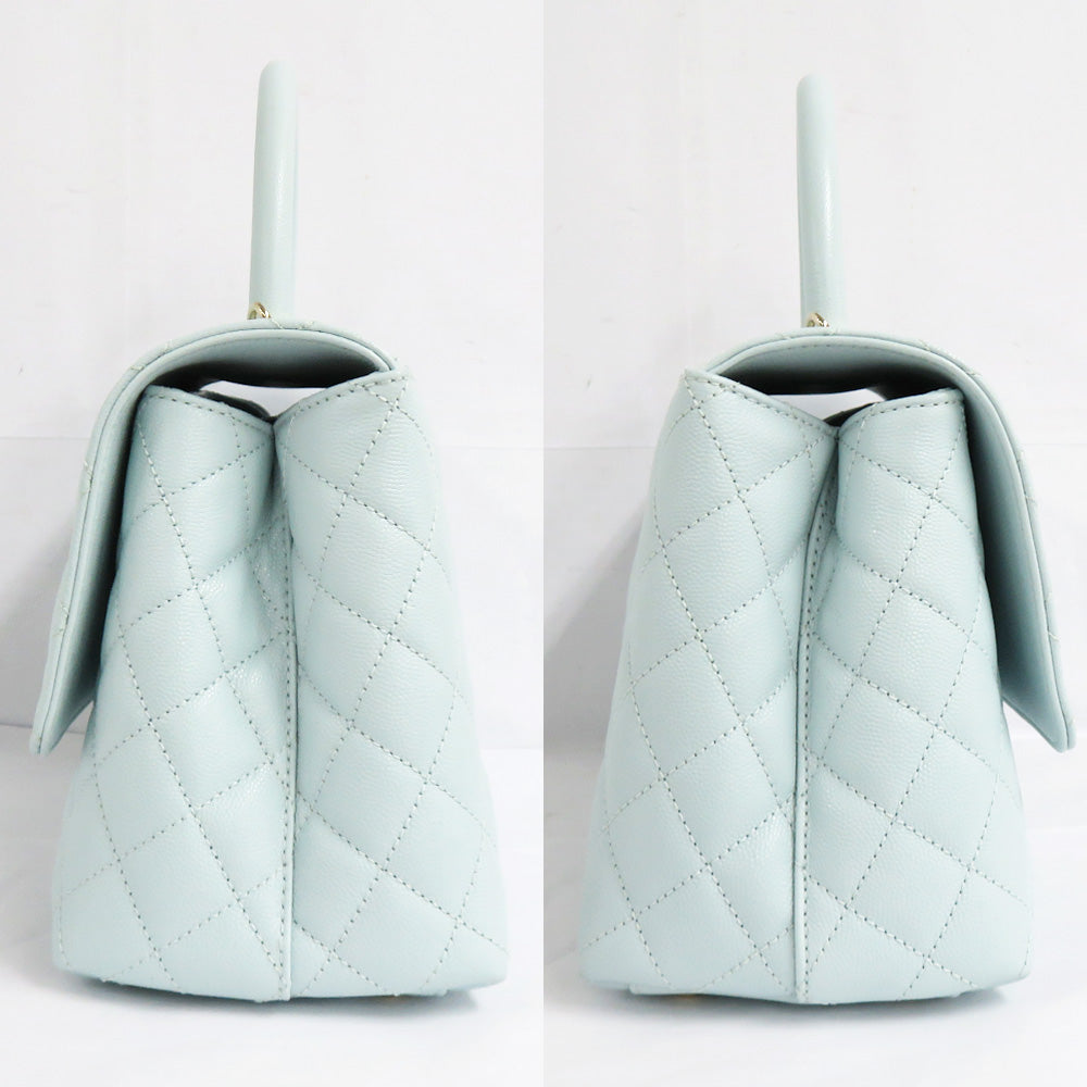 CHANEL CHANEL Coco Handle 29 Top Handle Flap Bag A92991 Caviar S Light Blue G Water Color Handbag Shoulder Bag Wade