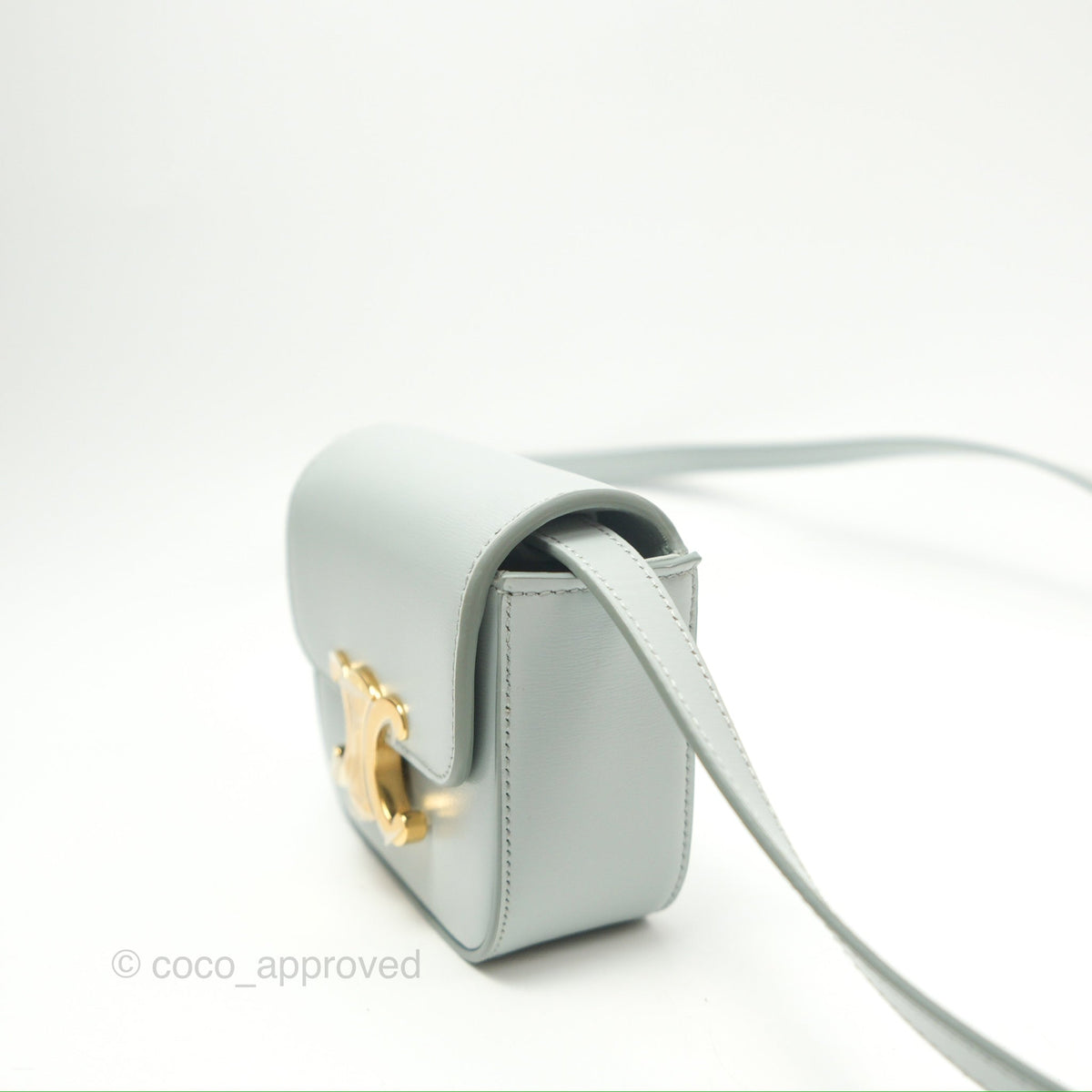 Celine Mini Claude Triomphe Bag Shiny Calfskin Soft Blue