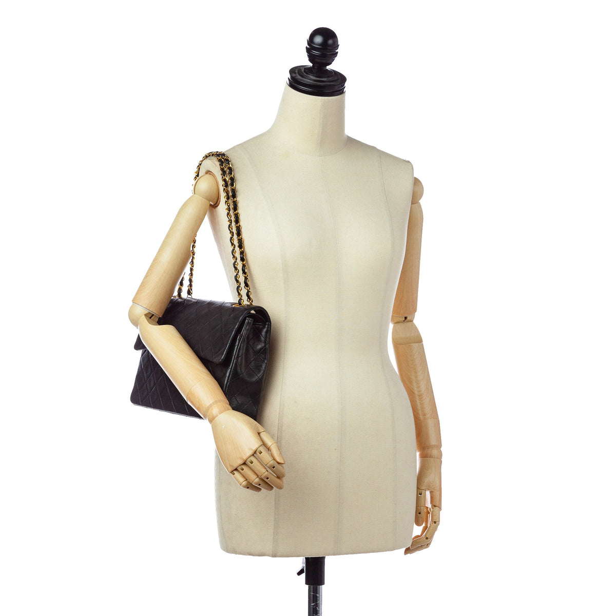 Medium Classic Lambskin Double Flap Bag Black
