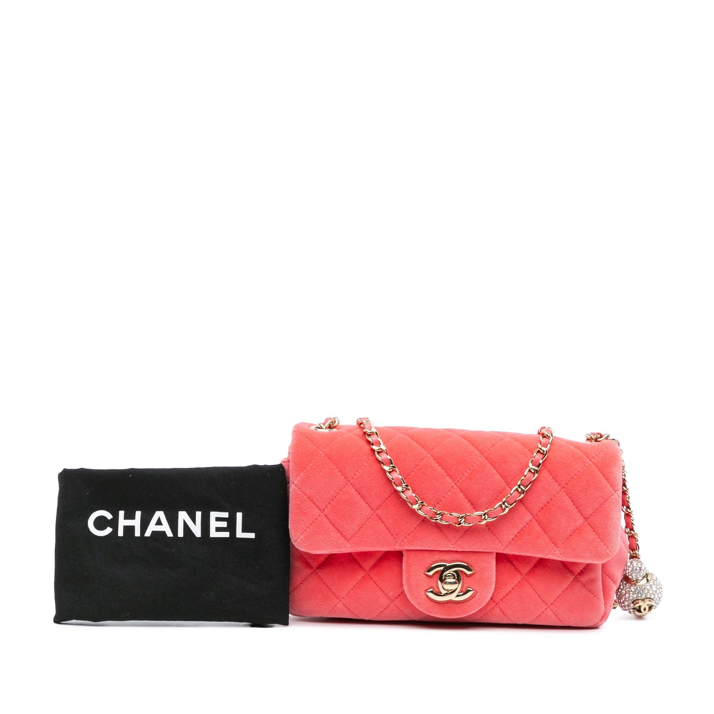 Red Chanel Mini Rectangular Velvet Pearl Crush Flap Crossbody Bag