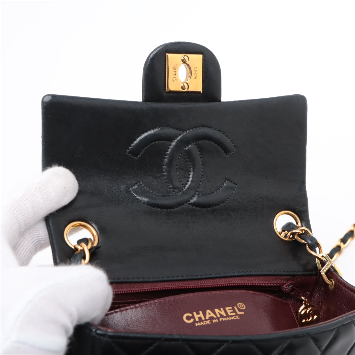 Chanel Mini Matrasse Single Flap Single Chain Bag Navy G 6th