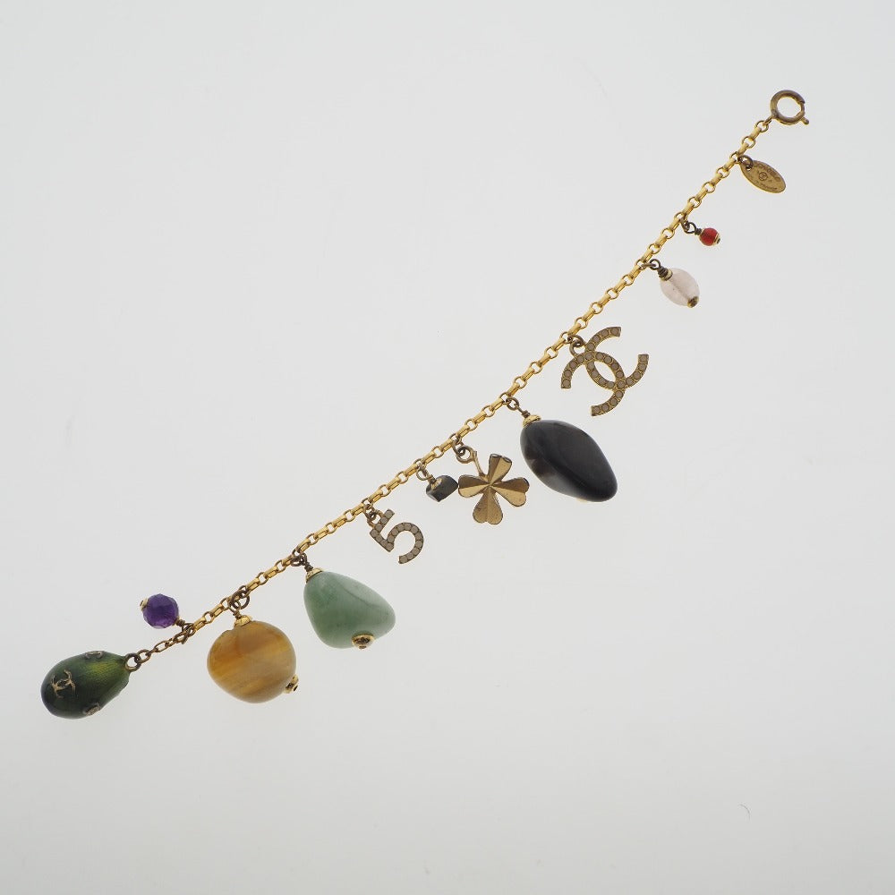 Chanel Chanel Coco Mark Bracelet Clover Color Stone G Mack x Natural Stone French made 2001 Gold 01A 42.8g COCO Mark