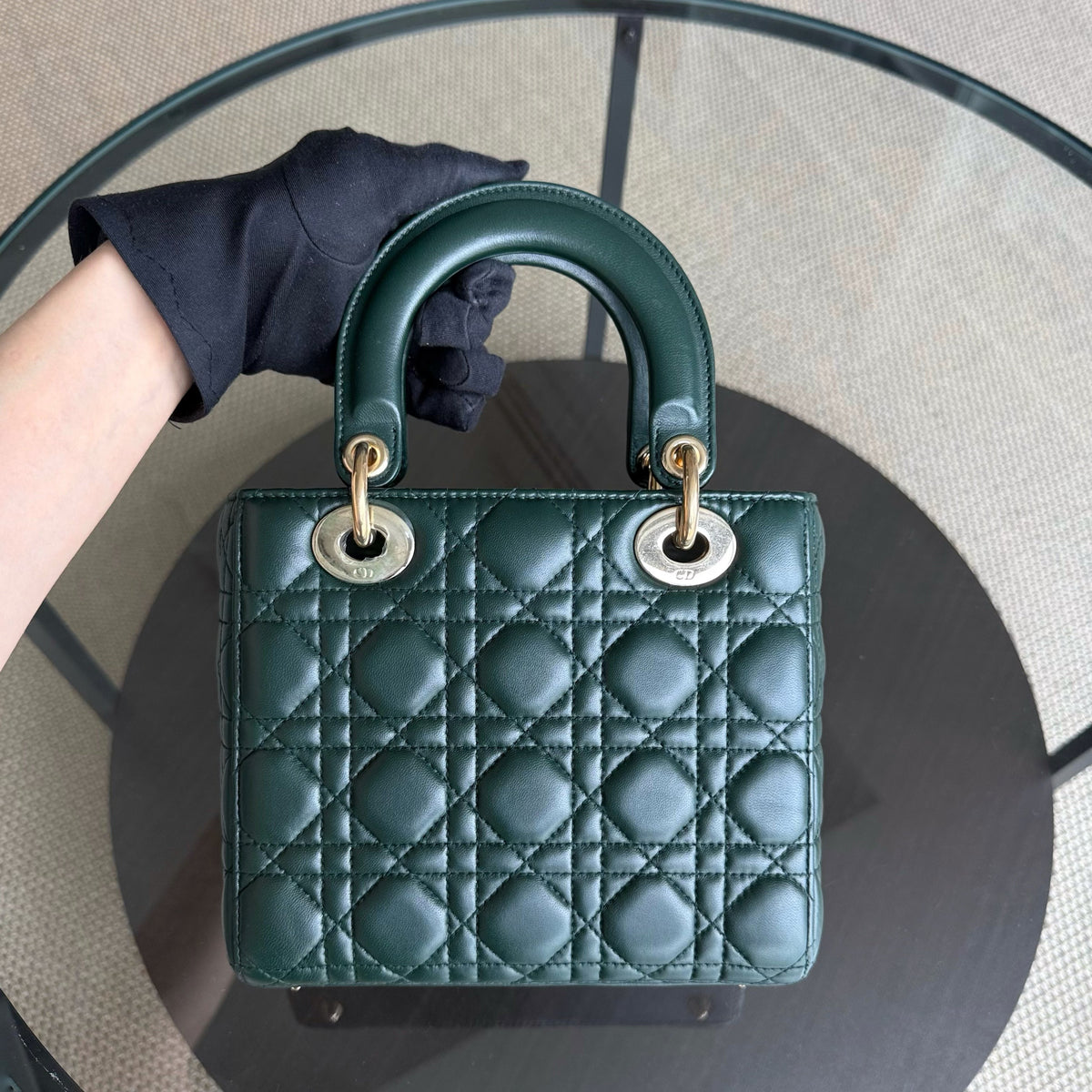Dior Lady Small ABC - Cannage Lambskin Dark Green Gold Hardware MyABC