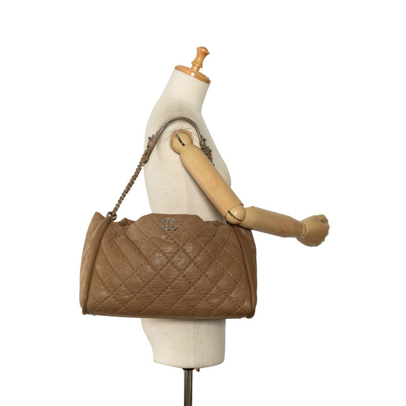 Chanel Matrases Coco Chain Tote Bag Shoulder Bag Beige CHANEL