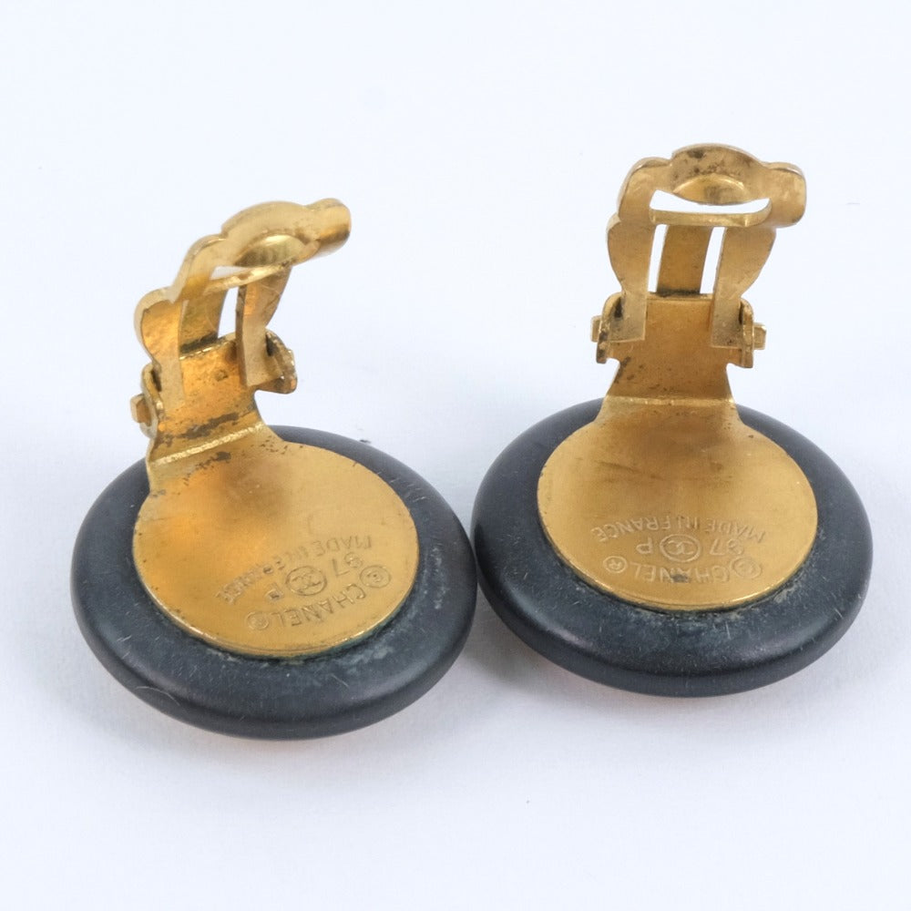 Chanel Chanel Coco Mark Earring Black 97P 6.5g Coco Mark